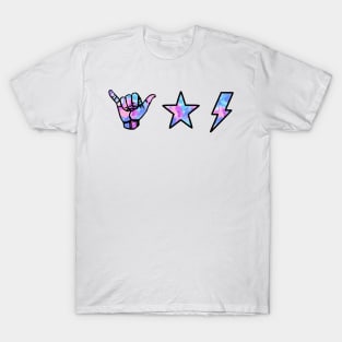 watercolor shaka, star and lightning sticker pack T-Shirt